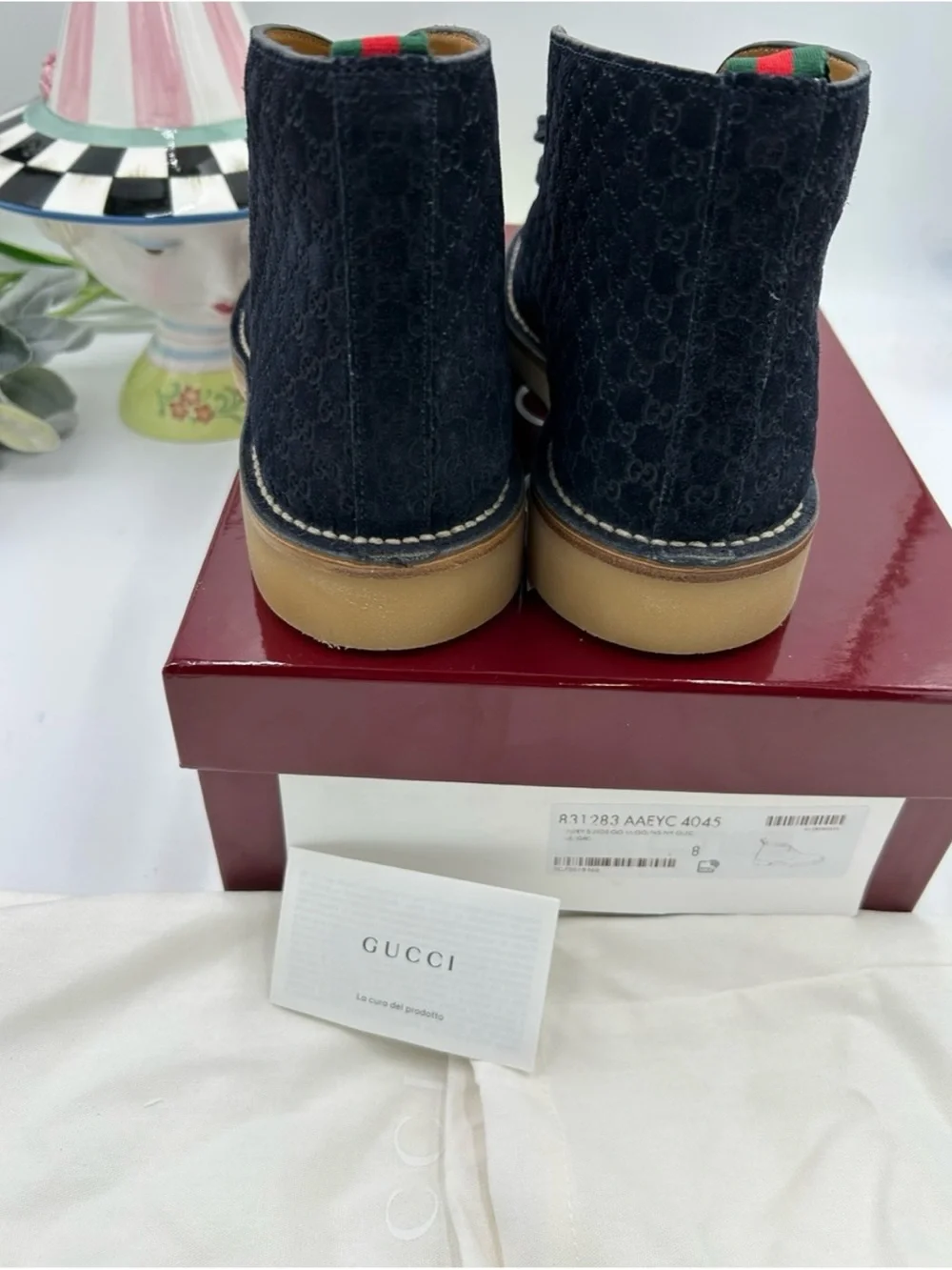 Gucci MOREAU GG suede ankle boots size 8 fits 9 US made in Italy